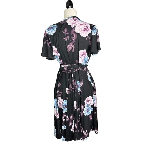 Nemidor Plus Size Floral Attached Sash Belt Dress 16 - Picture 4 of 8
